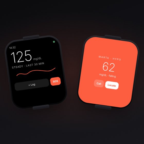 SugarCare UX — diabetes management app interface for kids, mobile and watch app concept, UX design portfolio thumbnail by Diego Báez